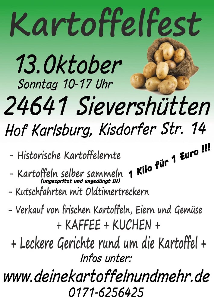 Kartfoffelfest 23. Oktober Sievershütten
